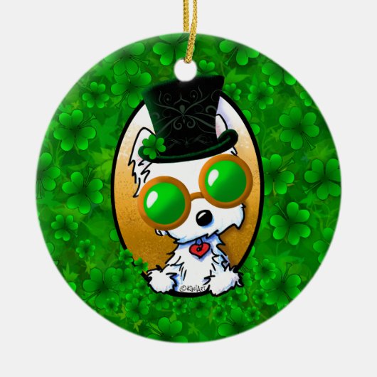 KiniArt Lucky Westie Keramik Ornament (Vorne)