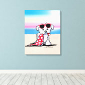 KiniArt Maltese Beach Dog Leinwanddruck (Insitu (Holzboden))