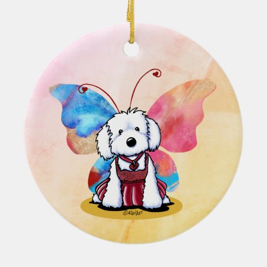 KiniArt Maltese Butterfly Keramik Ornament (Hinten)