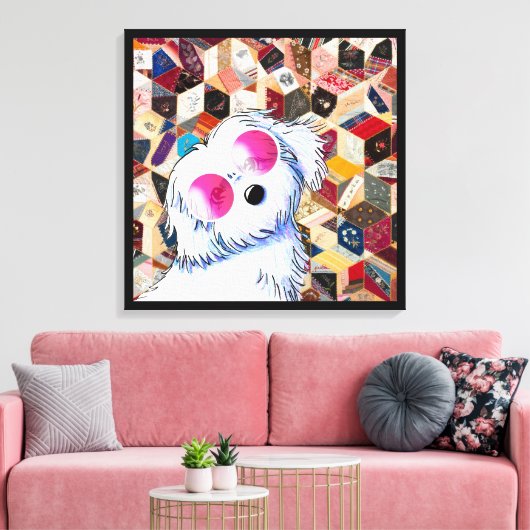 KiniArt Maltese Crazy Quilt Leinwanddruck (Insitu (Wohnzimmer))