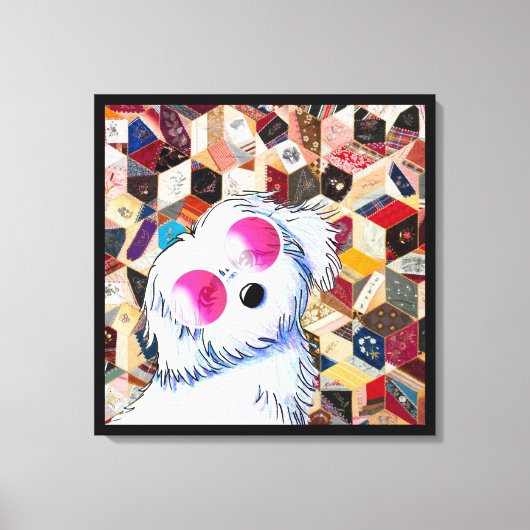 KiniArt Maltese Crazy Quilt Leinwanddruck (Vorderseite)