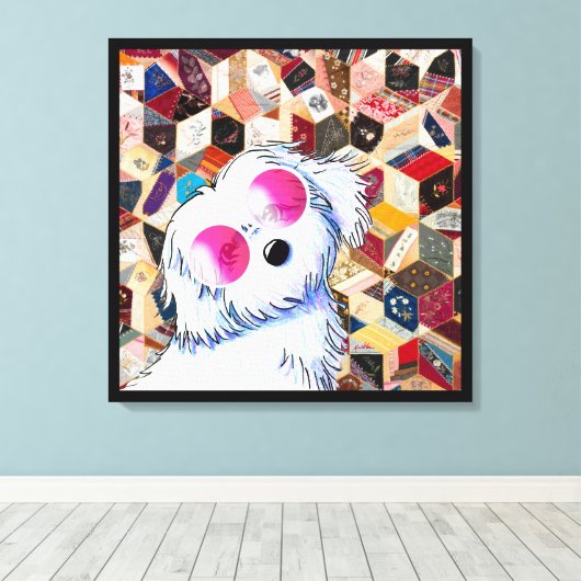 KiniArt Maltese Crazy Quilt Leinwanddruck (Insitu (Holzboden))