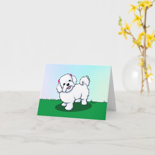 KiniArt Maltese Dankeschön Karte (Gelbe Blume)