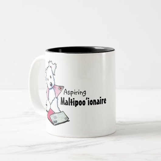 KiniArt Maltipoo Zweifarbige Tasse (Vorderseite Links)
