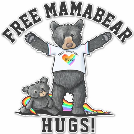 KiniArt Mama Bear Hugs Sticker (Vorderseite)