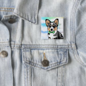 KiniArt Merle Corgi Note Card Button (Beispiel)