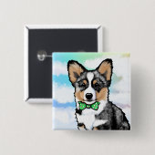 KiniArt Merle Corgi Note Card Button (Vorne & Hinten)