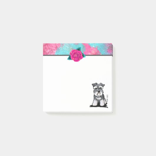 KiniArt Mini Schnauzer Post-it Klebezettel (Vorderseite)