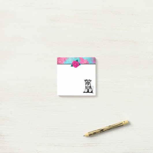 KiniArt Mini Schnauzer Post-it Klebezettel (Auf Schreibtisch)