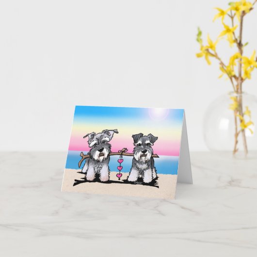 KiniArt Miniature Schnauzers Grußkarte Karte (Gelbe Blume)