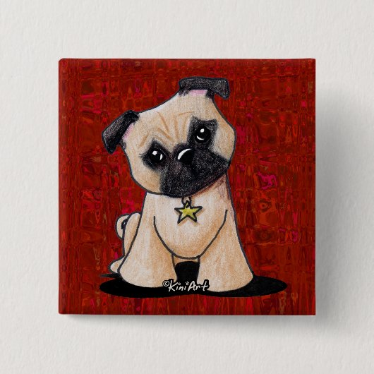 KiniArt-Mops Button (Vorderseite)