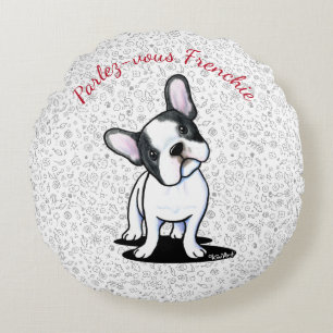 KiniArt Neugieriger französischer Bulldog Rundes Kissen
