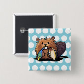 KiniArt Niedlich Beaver Button (Vorne & Hinten)