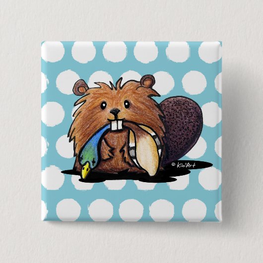 KiniArt Niedlich Beaver Button (Vorderseite)