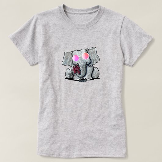 KiniArt Niedlich Elephant T - Shirt (Design vorne)