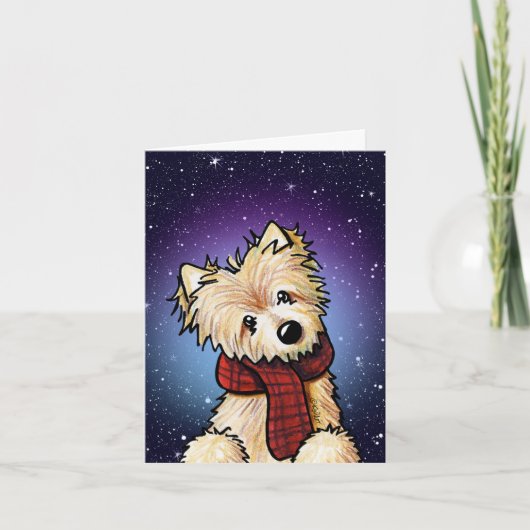 KiniArt Norwich Terrier Weihnachtskarte Feiertagskarte (Vorderseite)