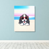 KiniArt Parti Cocker Spaniel Dog Beach Leinwand Pr (Insitu (Holzboden))
