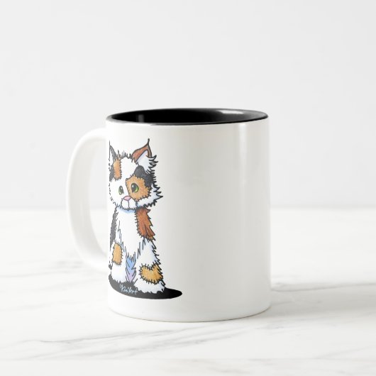 KiniArt Patches Calico Kitten Zweifarbige Tasse (Vorderseite Links)