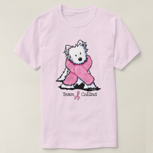 KiniArt Pink Ribbon Westie Team T - Shirt (Design vorne)