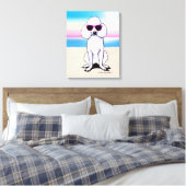 KiniArt Poodle Beach Dog Leinwanddruck (Insitu (Schlafzimmer))
