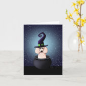 KiniArt Poodle Witch Halloween Karte (Gelbe Blume)