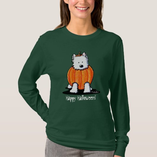 KiniArt Punkin Westie Ladys Dark LS T - Shirt (Vorderseite)