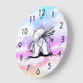 KiniArt Rainbow Bridge Samoyed Große Wanduhr (Winkel)