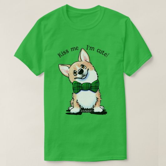 KiniArt Saint Patrick's Day Corgi T - Shirt (Design vorne)