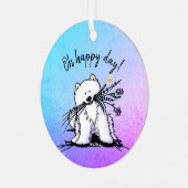 KiniArt Samoyed Classic Round Sticker Ornament Aus Metall (Vorderseite links)