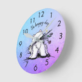 KiniArt Samoyed Runde Wanduhr (Winkel)