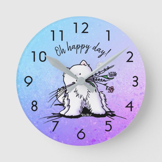 KiniArt Samoyed Runde Wanduhr (Vorderseite)