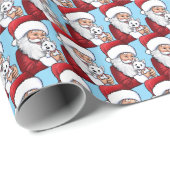 KiniArt Santa n Westie Weihnachtswrapping Paper Geschenkpapier (Rolleneckpunkt)