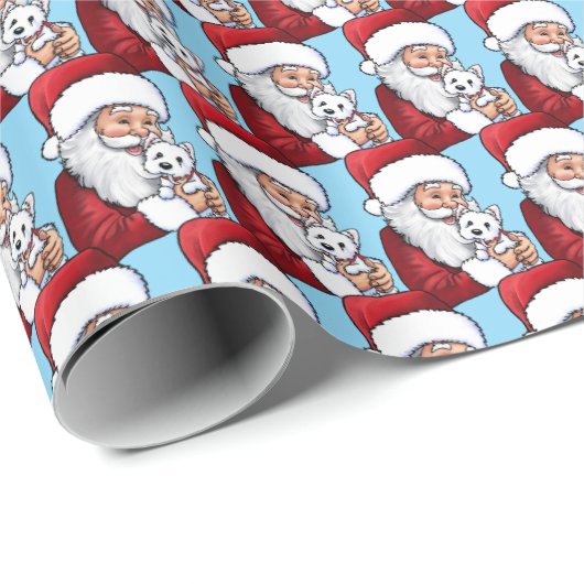 KiniArt Santa n Westie Weihnachtswrapping Paper Geschenkpapier (Rolleneckpunkt)