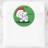 KiniArt Santa Westie Dog Geschenke Runder Aufkleber (Tasche)