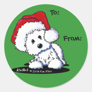 KiniArt Santa Westie Dog Geschenke Runder Aufkleber