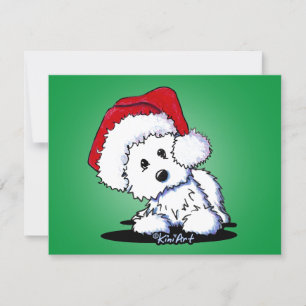 KiniArt Santa Westie Hund Weihnachtsflachkarte Feiertagskarte