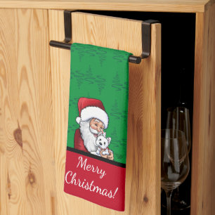 KiniArt Santa Westie Weihnachten Geschirrtuch
