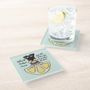 KiniArt Schnauzer Life Lemons Glass Untersetzer
