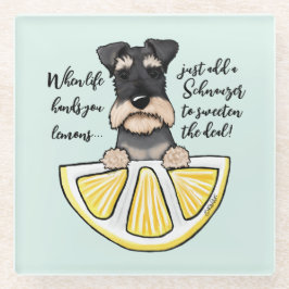 KiniArt Schnauzer Life Lemons Glass Untersetzer