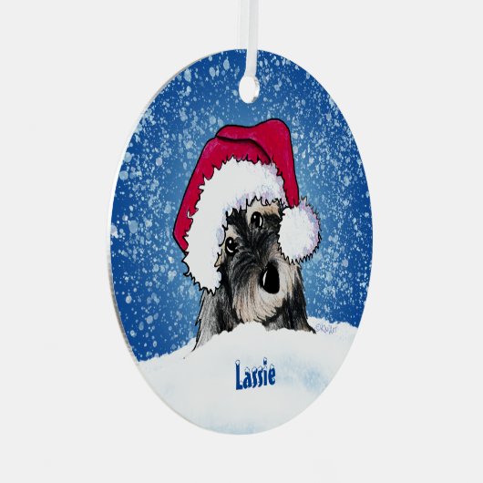 KiniArt Schnauzer Weihnachtsmetallschmuck Ornament Aus Metall (Vorderseite Rechts)