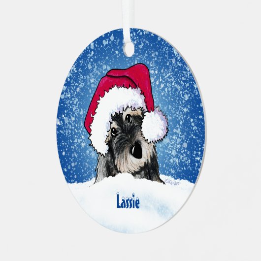 KiniArt Schnauzer Weihnachtsmetallschmuck Ornament Aus Metall (Vorderseite links)
