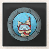 KiniArt Schnorcheln Cairn Terrier Glasuntersetzer (Vorderseite)