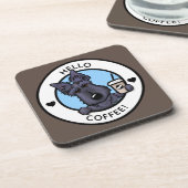 KiniArt Scottie Coffee Lover Hard plastic Unterset Getränkeuntersetzer (Linke Seite)