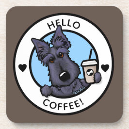 KiniArt Scottie Coffee Lover Hard plastic Unterset Getränkeuntersetzer