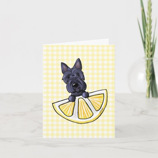 KiniArt Scottie Lemon Cream Gingham Dankeskarte (Vorderseite)