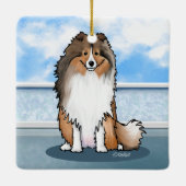 KiniArt Sheltie Square Wall Clock Keramikornament (Rückseite)