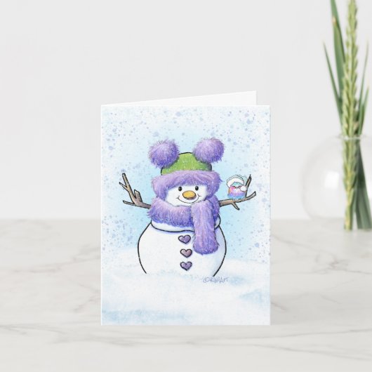 KiniArt Snowman & Bird Karte (Vorderseite)