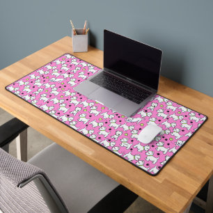 KiniArt spielerische Westies Pink Schreibtischmatt Schreibtischunterlage