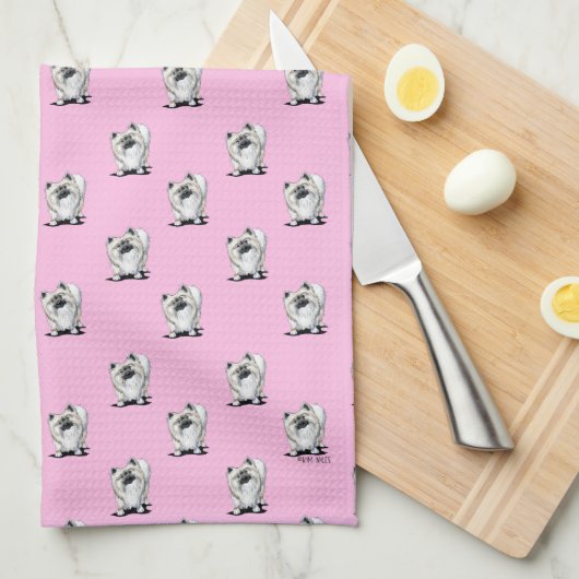 KiniArt Spitz Pink Geschirrtuch (Viertel Falte)