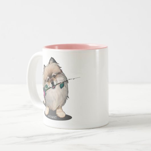 KiniArt Spitz Walter Portrait Zweifarbige Tasse (Vorderseite Links)